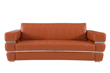 Load image into Gallery viewer, Italian Leather Sofa With Silver Legs - Brown