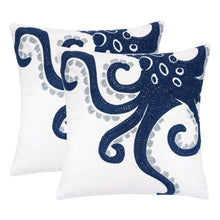 Load image into Gallery viewer, Octopus Patterned Pillow Cover With Matching Back - White