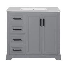 Load image into Gallery viewer, Bathroom Vanity With Sink, Soft Close Doors, Adjustable Shelf & 3 Drawers