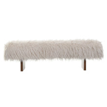 Load image into Gallery viewer, Long Haired Faux Wool Bench - Brown / Beige