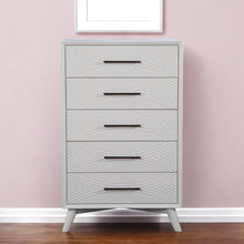 Load image into Gallery viewer, 34" Carved Geometric Solid Wood Five Drawer Dresser - White