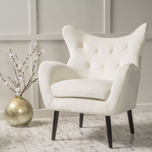 Load image into Gallery viewer, Style Velvet Arm Chair With Wingback And Flared Arms - Ivory