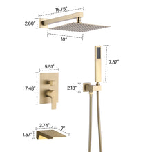 Load image into Gallery viewer, Modern 10" Wall Mounted Rainfall Shower Head System