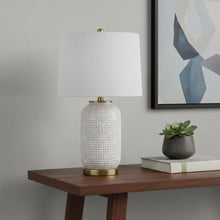 Load image into Gallery viewer, Metal Table Lamp With White Drum Shade - Ivory
