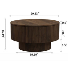 Load image into Gallery viewer, Modern Circular Coffee Table With Stripe Design And Storage Space