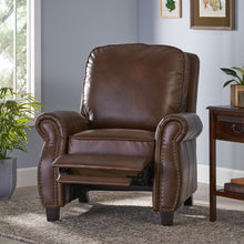 Load image into Gallery viewer, Neville - Recliner Chair With Push Back Function And Birch Wood Legs - Brown
