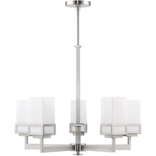 Load image into Gallery viewer, 28" Five-Light Dimmable Chandelier With Shades - Nickel