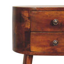 Load image into Gallery viewer, 20" Solid Wood Oval Distressed Two Drawer Nightstand - Brown