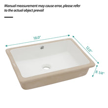 Load image into Gallery viewer, Modern Ceramic Rectangular Undermount Bathroom Sink With Overflow