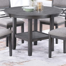 Load image into Gallery viewer, 5 Piece Dining Set With Storage Shelves Round Table And Upholstered Side Chairs - Gray