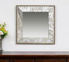 Load image into Gallery viewer, 15" Square Vintage Style Wall Mounted Accent Mirror - Pearl Silver