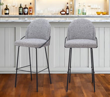 Load image into Gallery viewer, 30" Modern Shearling And Steel Bar Height Bar Chairs (Set of 2) - White