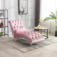 Load image into Gallery viewer, Velvet Chaise Lounge Indoor, Button Tufted Upholstered Chaise Lounge Chair With Pillow