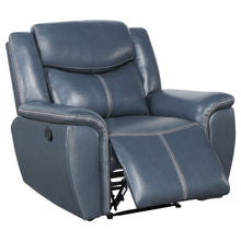 Load image into Gallery viewer, Brier - Upholstered Padded Arm Recliner Chair With Manual Recline And Pillowtop Arms - Blue