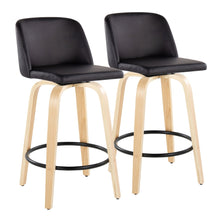 Load image into Gallery viewer, Toriano - Contemporary Modern Fixed Height Counter Stool Swivel With Round Footrest (Set of 2)