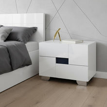 Load image into Gallery viewer, Two Drawer Wood Mirrored Nightstand With Storage - White