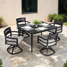 Load image into Gallery viewer, Outdoor Modern Dining Set, Chairs Sunbrella Cushioned And Dining Table With Umbrella Hole