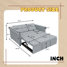 Load image into Gallery viewer, Compact Loveseat With Trundle Sleeper And Storage Pocket - Gray