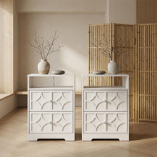 Load image into Gallery viewer, Nightstand With Diamond Carvings Handles, 2 Drawers & Charging Station