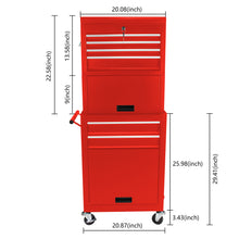 Load image into Gallery viewer, 6 Drawer Lockable Tool Cabinet On Wheels, Steel Rolling Tool Chest With Detachable Toolbox