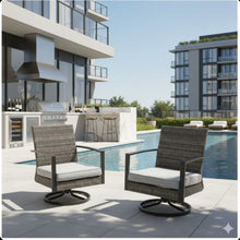 Load image into Gallery viewer, Swivel Rocker Patio Chairs With Cushions, All Weather (Set of 2) - Gray