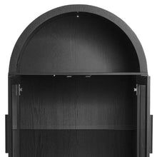 Load image into Gallery viewer, Wood Oval Accent Cabinet With Two Doors - Black