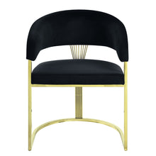 Load image into Gallery viewer, Upholstered Velvet Partially Open Back Dining Side Chair - Black