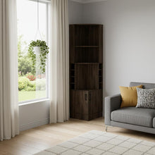 Load image into Gallery viewer, Wood Corner Bar Cabinet With Two Doors - Walnut