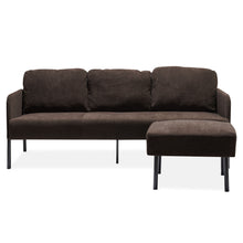 Load image into Gallery viewer, Modern L Shaped 3 Seater Sofa With Ottoman, Upholstered Couch For Small Spaces