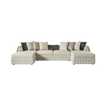 Load image into Gallery viewer, Velvet U Shaped Sofa Chaise Sectional With Toss Pillows - Cream