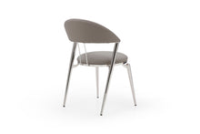 Load image into Gallery viewer, Faux Leather Stainless Steel Open Back Dining Side Chairs (Set of 2) - Gray / Silver