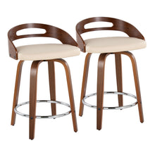 Load image into Gallery viewer, Cassis - Mid-Century Modern Fixed Height Counter Stool With Swivel (Set of 2) - Beige / Walnut