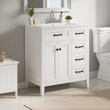 Load image into Gallery viewer, Bathroom Vanity With Sink, Freestanding Design, Soft Close Doors & Drawers - White