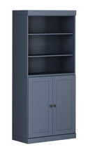 Load image into Gallery viewer, Adjustable Six Tier Library Bookcase With Two Doors (745629) - French Blue