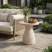 Load image into Gallery viewer, Outdoor / Indoor Travertine Side Table Lightweight
