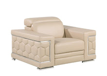 Load image into Gallery viewer, 47" Genuine Leather Club Chair - Beige / Silver