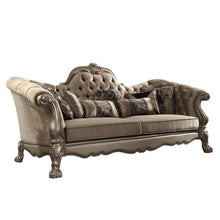 Load image into Gallery viewer, Velvet Sofa And Toss Pillows With Gold Legs - Bone