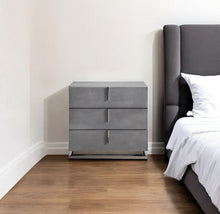 Load image into Gallery viewer, Crackle Finish Three Drawer Nightstand - Gray