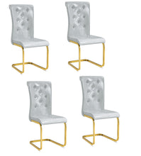 Load image into Gallery viewer, Faux Leather Metal Dining Side Chairs (Set of 4) - Gray / Gold