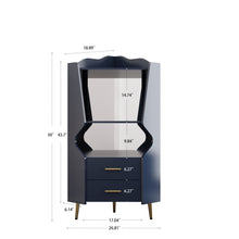 Load image into Gallery viewer, Corner Bar Cabinet With Mirrored Back, 2 Open Shelves & 2 Drawers, High Legs For Easy Cleaning