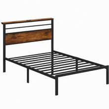 Load image into Gallery viewer, Platform Bed Frame With Charging Station & Headboard Shelves