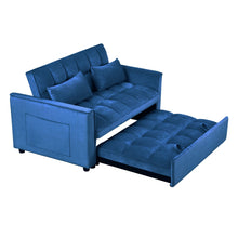Load image into Gallery viewer, Sleeper Loveseat With Toss Pillows - Blue / Black