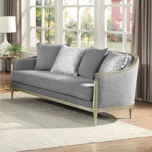Load image into Gallery viewer, Fernando - Loveseat With 4 Pillows - Gray Chenille & Champagne