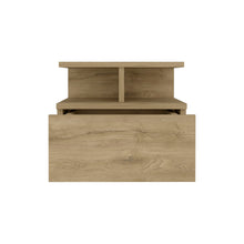Load image into Gallery viewer, 12" One Drawer Faux Wood Floating Nightstand - Light Brown