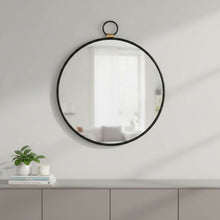 Load image into Gallery viewer, 28" Round Iron Framed Accent Mirror - Black