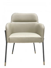 Load image into Gallery viewer, Upholstered Faux Leather Slat Back Dining Arm Chair - Gray