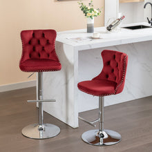 Load image into Gallery viewer, Swivel Barstools Adjusatble Seat Height From 25-33", Modern Upholstered Base Bar Stools With Backs Comfortable Tufted For Home Pub And Kitchen Island (Set of 2)