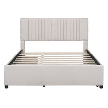 Load image into Gallery viewer, Upholstered Platform Bed With Drawers, Classic Headboard Design