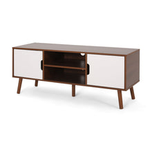 Load image into Gallery viewer, TV Stand With Shelves And Splayed Legs - White / Walnut