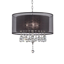 Load image into Gallery viewer, Contempo Ceiling Lamp With Black Shade And Crystal Accents - Silver
